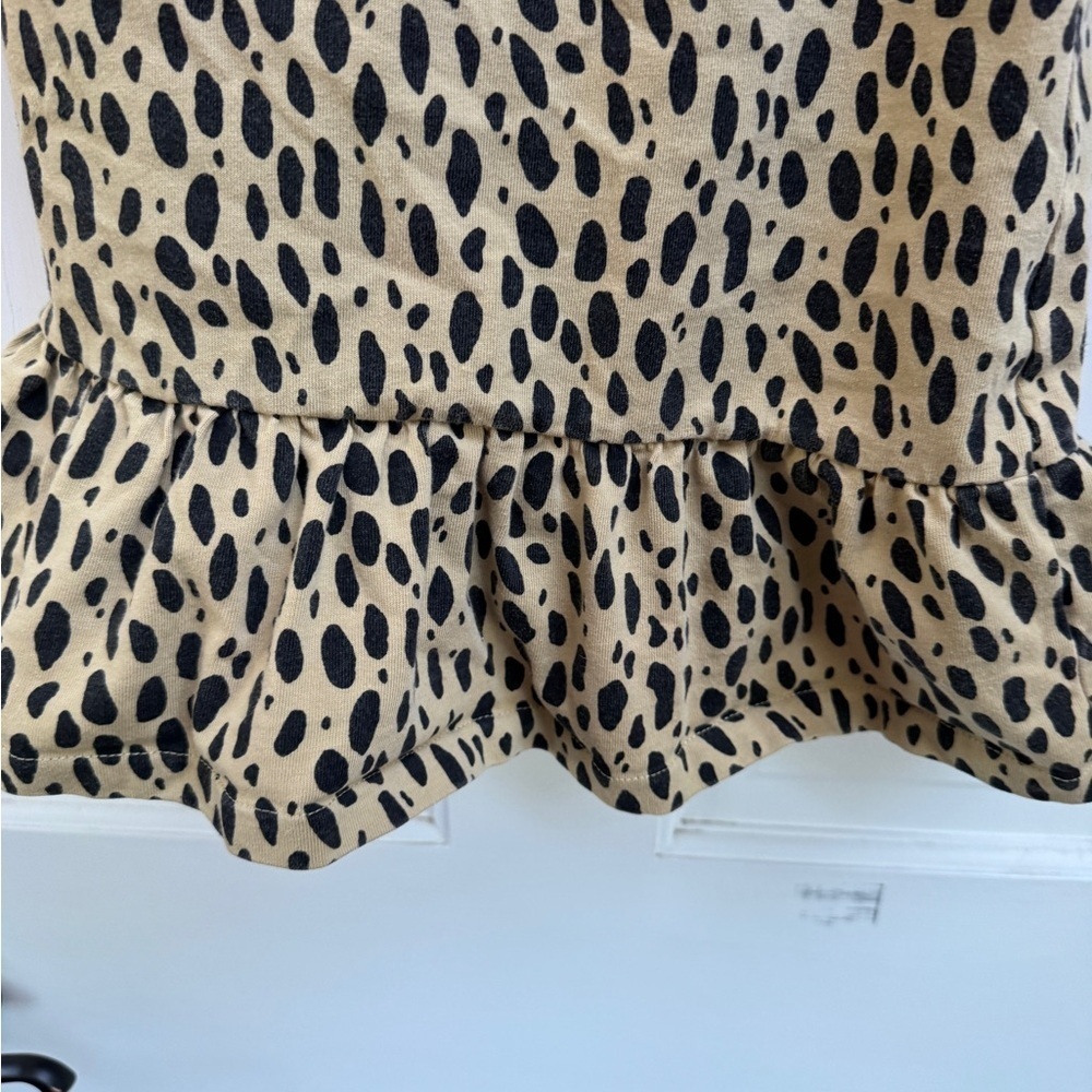 Crewcuts Girls Size 4 Tan and Black Leopard Print 3/4 Sleeve Top Blouse Shirt - Picture 4 of 6